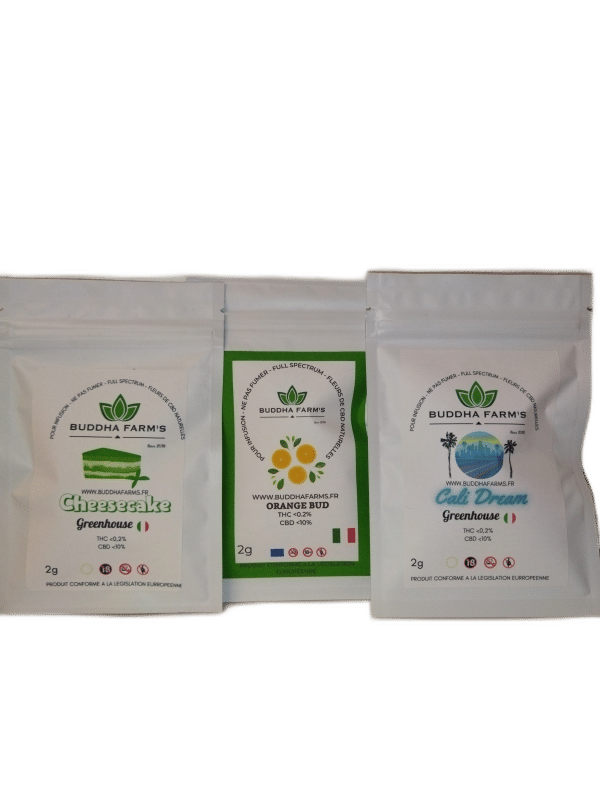 Pack DECOUVERTE 6g - Fleurs CBD au choix 3 X 2g Greenhouse