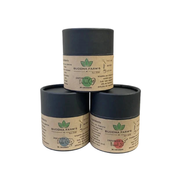 PACK 3 INFUSIONS with Hemp Flowers 25g/35g - 20% CBD - DODO, DETOX, BOOST