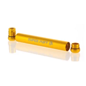 Tubo de almacenamiento de aluminio de color dorado o azul.