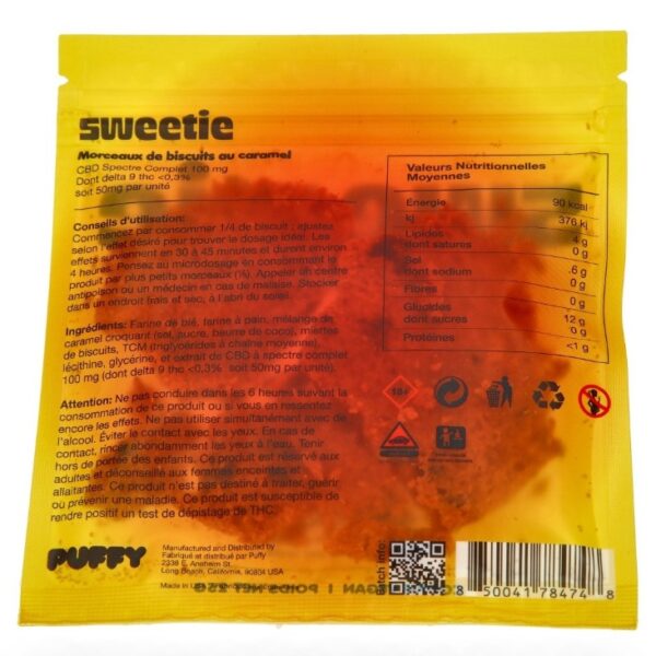 MORCEAUX DE BISCUITS AU CARAMEL CBD SWEETIE DELTA 9 THC 50mg