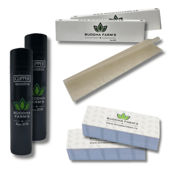 Pack goodies : 2x feuilles, 2x briquets et 2x cartons