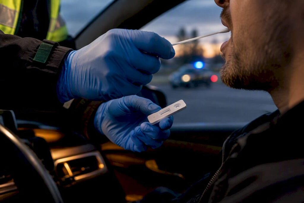Dépistage salivaire réalisé lors d’un contrôle de police