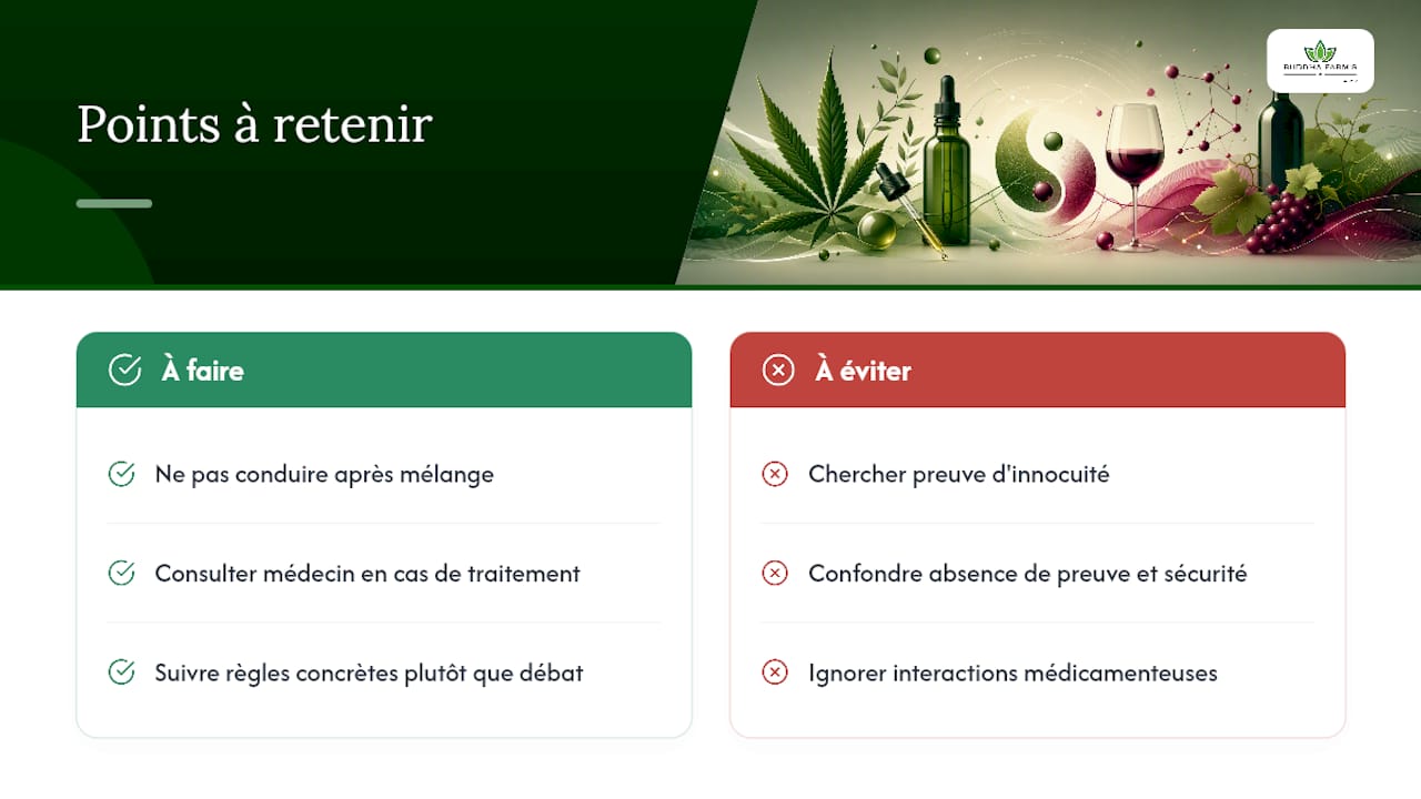 Mélanger CBD et alcool : ce que dit vraiment la science 2 Ce qu'il faut vraiment retenir de ce débat — overview diagram