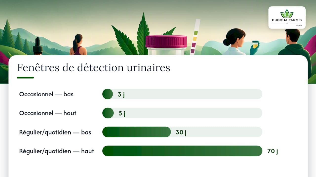 Durée de détection du THC et du CBD dans l'urine : chiffres et limites — overview diagram