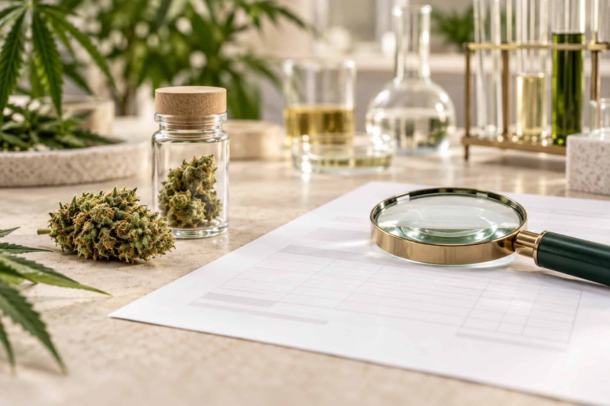Apprenez à lire une analyse CBD : pourcentages, CBD total, THC, contaminants et numéro de lot. Le guide pratique de Buddha Farm’s pour mieux comparer.